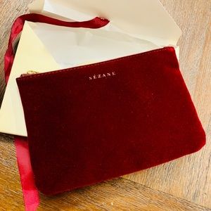 Sezane red velvet pouch